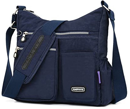 NOTAG Umhängetasche Damen, Leichte Mehrfach-Taschen Schultertasche Damen Wasserdicht Nylon Handtasche Umhängetasche (Navyblau)