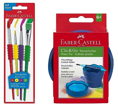 Faber-Castell 205074 Painting Set with Water Cup and Brush, 5 Pieces, for School and Leisure
