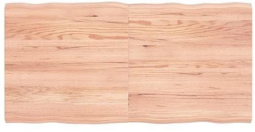 Homgoday Tischplatte Ersatztischplatte Schreibtischplatte Holzplatte Tischplatte Ersatztei für Esstisch Couchtisch Gartentisch 120x60x4 cm Massivholz Eiche Behandelt Baumkante