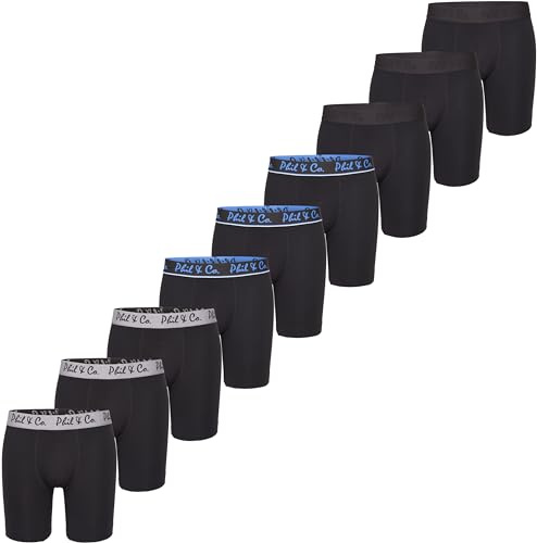 Phil & Co. Berlin Herr retro långboxer 3-pack, 6-pack, 6-pack, långa boxershorts, retroshorts, jersey, långa ben, kalsonger, underkläder, bomull, flerpack, set, män, 9-pack svart, XXL