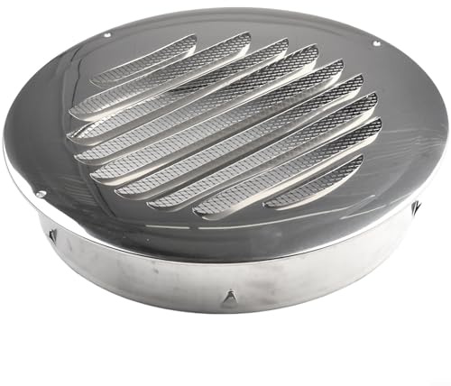 Lüftungsgitter aus Edelstahl, rund, Metallabdeckung, Kreiskanal, Belüftung mit Netz, Lüftungsgitterabdeckung für Küche und Badezimmer (300 mm)