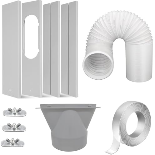 Portable Air Conditioner Window Kit with 5.1” Exhaust Hose, Adjustable Universal Window Seal for AC Unit… (5.1 inch with hose)