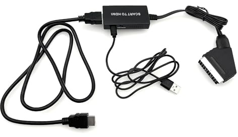 JZK Convertisseur péritel vers HDMI avec câble HDMI, convertisseur audio vidéo Full HD 720p/1080p pour moniteur HDTV projecteur, entrée péritel sortie HDMI adaptateur audio vidéo pour STB VHS Xbox