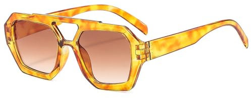 WNCKSQ Sonnenbrillen für Damen, Pilotenbrille, modisch, UV400, trendige Sonnenbrillen für Herren, Gelb, Leopardenmuster, G
