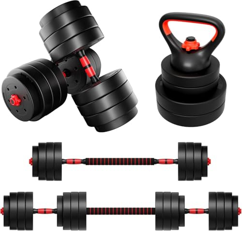 ATHLER Lion 45 Set d'Haltères bitumineux 40 kg | Haltères réglables pour entraînement de force | Barres en acier antidérapantes | Disques durables et résistants | Idéal pour musculation à domicile