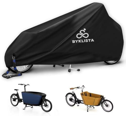 Byklista NEU Lastenrad Abdeckung - Fahrradabdeckung wasserdicht aus 300D Oxford-Gewebe verschweißte Innennähte - Fahrradgarage für Lastenrad Abdeckplane Fahrradschutzhülle Cargo Bike einspurig