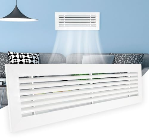Rejilla Ventilacion Rectangular Blanca Lama Lineal a 20 Grados Rejillas de Impulsion Expulsion Retorno Horizontal (700x100) Conductos Aire Central Aluminio Resistente Salida de Aire Acondicionado