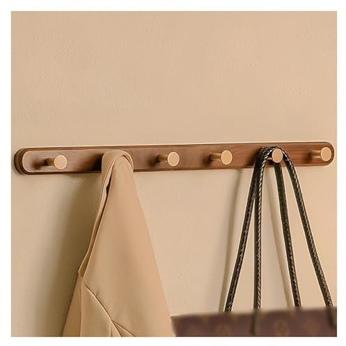 XUQQU Garderobenleiste Holz, Vintage, Stabile Kleiderhaken Wand Mit 4/5/6 Haken, Zum Aufhängen Von Kleidung, Mantel, Hüten, Jacken, Rucksack, Hakenleiste Holz Vintagebraun(Brown,60cm/23.6in)