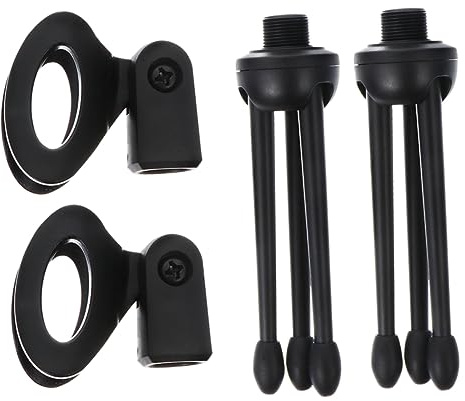 2 Stück-pack Mikrofonständer mit Dreibeinbasis | Kunststoff, Stabil und Faltbar, Tragbar, Präzise Balance, Praktische Aufbewahrung, Zuhause