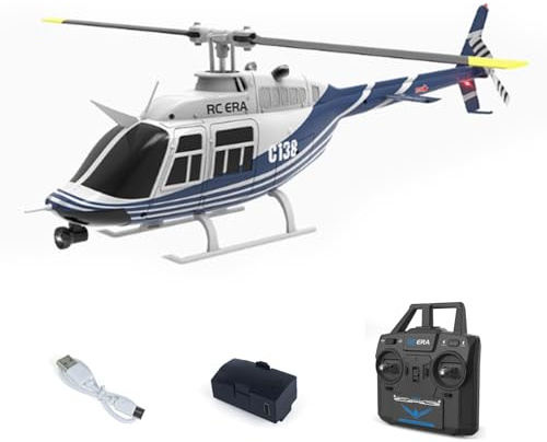 1/33 RC-Hubschrauber C138 Bell206 6-Kanal-Steuerung mit 6-Achsen-Gyroskop | Simuliertes ferngesteuertes Flugmodell mit mitgelieferter Batterie, als Hobby-Geschenk für Erwachsene geeignet