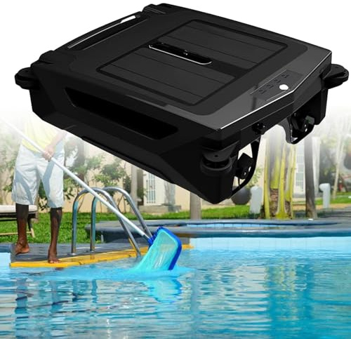 Skimmer solar para piscina, robot automático inalámbrico, opciones de carga dual, 2 modos de velocidad, evita obstáculos inteligente para todas las superficies de la piscina