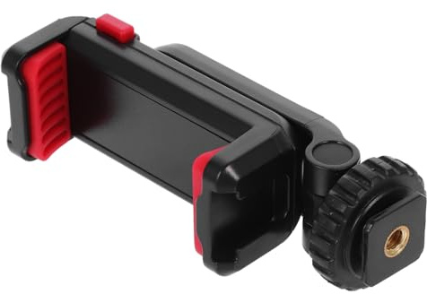 BUGUUYO Camera Hot Shoe Phone Mount Adapter with Rotation Phone Holder Clip Dual Tripod Screw Compatible with DSLR Cameras Cold Shoe for Microphones and Lights for Photography