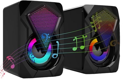 Haut-parleurs d'ordinateur – Système audio avec caisson de basses, deux unités, sortie audio claire, alimenté par USB, câble long, boîtier durable | Haut-parleurs multimédia de jeu pour ordinateur