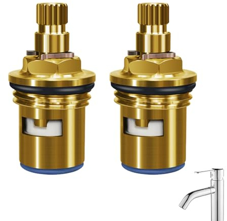 ApexPine 2 Pcs 1/2 Inch 20 Teeth Brass Ceramic Tap Cartridges | 1/2 inch 20 teeth brass ceramic tap cartridges,1/4 turn replacement valves for kitchen bathroom mixer tap daily repair