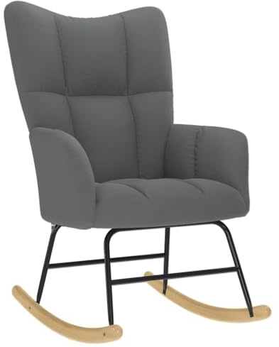 Frdhee Mecedora Salón Silla de Lactancia Silla de Lectura,Mecedora Gris Oscuro Tela,Para Salón,Dormitorio,Se Puede Instalar Rápidamente