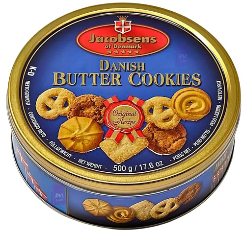 Jacobsen’s of Denmark Butter & Chocolate Chip Cookies Assortment 500g in Decorative Reusable Tin - Biscuits Gift Set