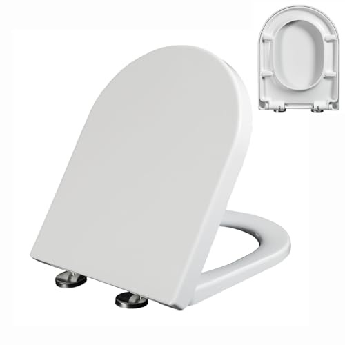 Soft Close d-Shaped Toilet seat with Quick Release Hinges, Fixing, 36x45cm, Shaped, Soft, Close, Release, Hinges, Quick, seat, Toilet, Adjustable, Lightweight, Durable
