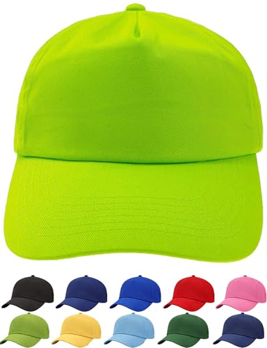 4sold Junior 100% Baumwolle 5 Panel Cap Unisex Jungen Mädchen Mütze Baseball Cap Hut Kinder Kappe Snapback Baseballcap Kappe Einfarbig Sonnenschutz Sonnenhut Basecap Einstellbar Baseballkappe Kinder
