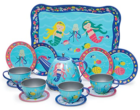 Schylling MERTTS - Juego de té de Lata de Sirena, Azul, estándar