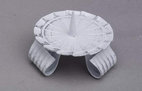 Kerzenleuchter aus Eisen mit Dorn in Weiß/Silber Ø 8 cm, Ideal für Taufkerzen, Kommunionkerzen