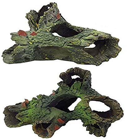 Tfwadmx Decaying Trunk Aquarium Ornament, Betta Fish Hideout - Small Resin Aquarium Decoration Log with Holes & Caves