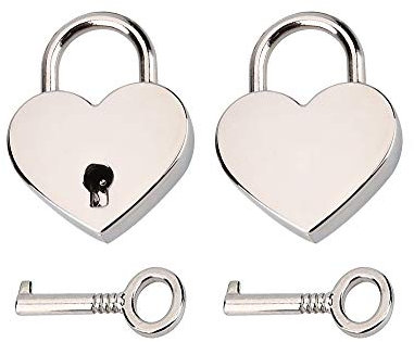 RMENOOR 2 Stücke Schloss Herz Vorhängeschloss Herzschloss Mini Vintage Liebesschloss Herzform Silber Liebesherz Schloss mit Schlüsse Heart Locker für Tagebuch Travel Locker Schmuck Aufbewahrungsbox