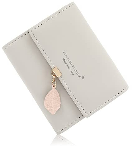 CALIYO Geldbeutel Damen aus Glattem und Weichem Synthetisches Leder Geldbörse klein Kurzformat Portemonnaie Farben mit vielen Fächern（Grau）