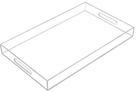 Clear Sturdy Acrylic Serving Tray with Handles-12x20Inch-Serving Coffee,Appetizer,Breakfast,Butler-Kitchen Countertop Makeup Drawer Organizer-Vanity Table Ottoman Tray-Decorative Tray