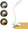 Akynite 3W Rechargeable Clip Lamp Flexible, Type C Charging, 5 Colour & 5 Brightness, Touch Dimmable Bedside Reading Lamp, Battery Desk Light Clip on, Reading Light Clip on Bed, White