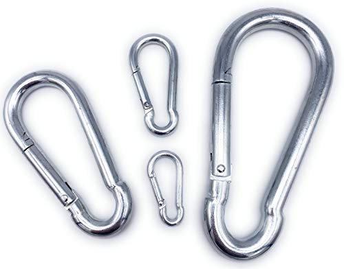 10 Stk. Feuerwehr Karabinerhaken 6 x 60 mm | silber verzinkt | EINGEPRÄGTE Tragfähigkeit (WLL): 120kg | DIN 5299 Form: C | (6x60, silber)