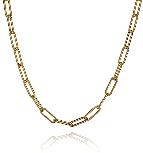 namana Collana a Catena in Maglia di Graffetta per Donna e Ragazza, Collana Lunga 55 cm, Catenna con Maglie Spesse da Donna, Collana Donna con Sacchetto per Gioielli