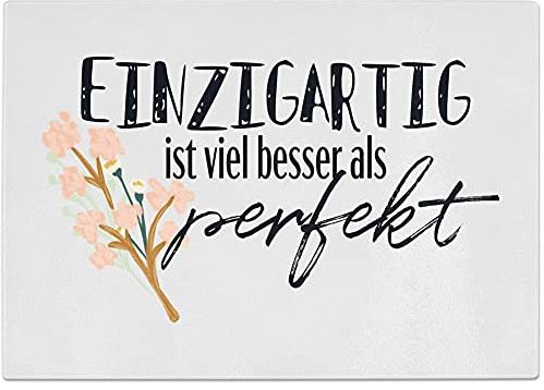 JUNIWORDS Glasschneidebrett Frühstücksbrett, Einzigartig ist viel besser als perfekt