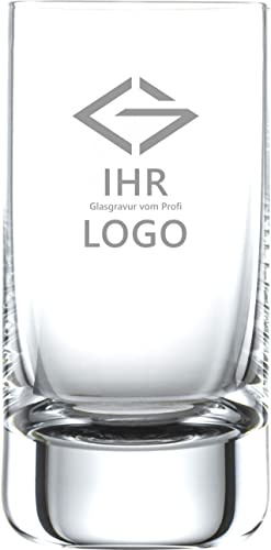 12x LOGO Schnapsgläser mit Ihrem Logo als Laser Gravur | 5cl Schott Glas | Spülmaschinenfest durch Lasergravur| Schnapsglas Shot Glas mit Gravur