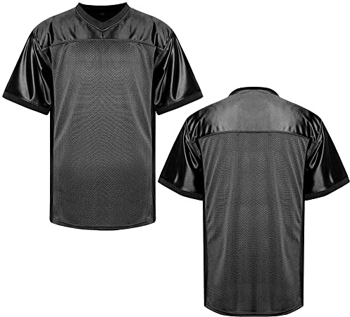 MESOSPERO Blank Football Jerseys for Men,Polyester Plain Football Shirt Pullover Sports Clothing S-3XL Black White Grey (#Blank Black, X-Large)