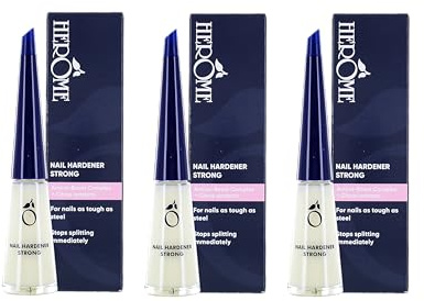 Herome 3-pack nagelhärdare stark nagelförstärkare garanterat fasta naglar inom 30 dagar. (Strong) – 3 x 10 ml.