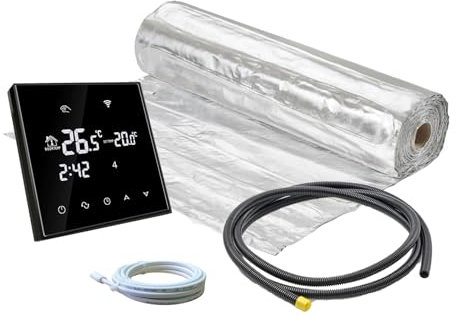 ew direkt Komplett-Set elektrische Fußbodenheizung AluPro 140 für Laminat/Klickvinyl mit Thermostat RT-67 Wlan (2 m² - 0,5 x 4 m)