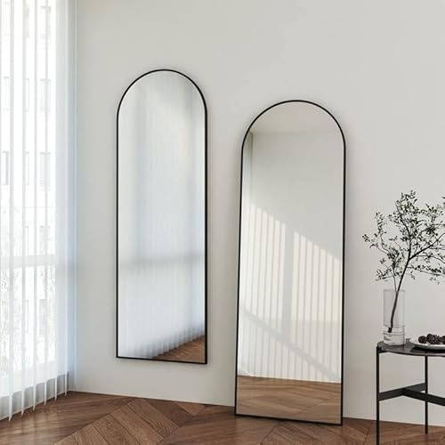 Boromal Schwarz Ganzkörperspiegel Wandspiegel Spiegel 40x140cm groß Metallrahmen Oval Rechteckiger Standspiegel Wandmontage Spiegel für Ankleidezimmer, Schlafzimmer, Wohnzimmer, Badezimmer