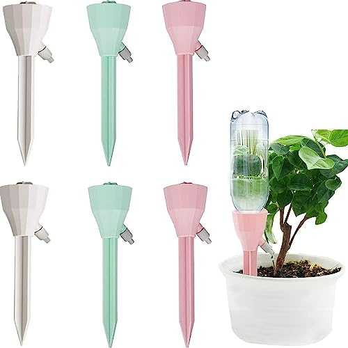 Riego automático de plantas, flores, jardín, plantas en maceta, sistema de riego de flores, dispensador de agua para plantas, sistema de riego ajustable, riego por goteo (6 unidades)