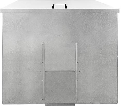 Coal Storage Bunker 500kg 772L Galvanised Steel Raised Metal Base Strengthening Bar Baffle Plate Waterproof Rust & Rodent Proof Wood Fire Sliding Door Hinged Lid Handle FREE Coal Shovel