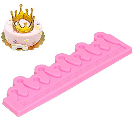 3D Krone Fondantform, Silikon Fondant Prägung Formen, Vintage Relief Schnörkel Scroll Mould zum Dekorieren von Kuchen, Cupcakes, Schokolade oder Süßwaren(Rosa)