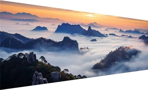 Diamond Painting Set 300x100 cm, DIY Landschaft Diamond Painting Eckige Steine Strass Cross Stickerei Kunst Kits, Diamond Painting Zubehör Set Basteln Erwachsene, Geschenk Diamond Painting Wolke G-5