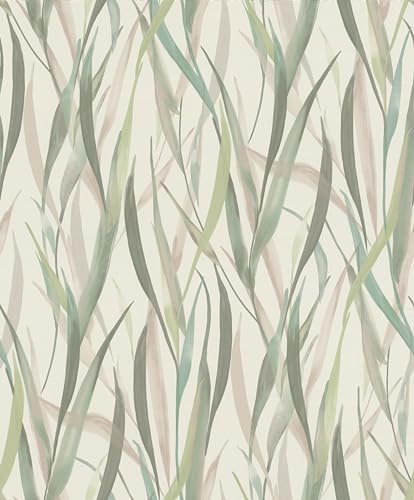 Rasch Tapete 330212 - Vliestapete mit Pflanzen und Gräsern in Grün, Beige aus der Kollektion Paraiso - 10,05m x 0,53 m (LxB)