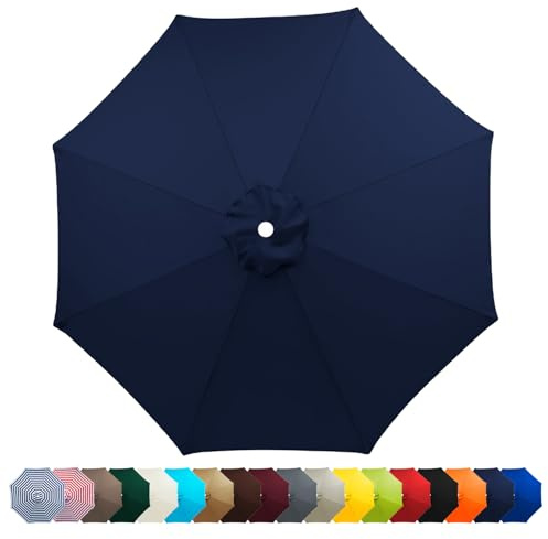 HonunGron Auvent De Remplacement pour Parasol 2m/2.3m/2.5m/2.7m/3m,Dessus De Parapluie De Remplacement pour 6 Ribs/8 Ribs, UV 50+ Toile de Rechange pour Parasol De Jardin (6 Ribs-2.5m,Bleu Marine)