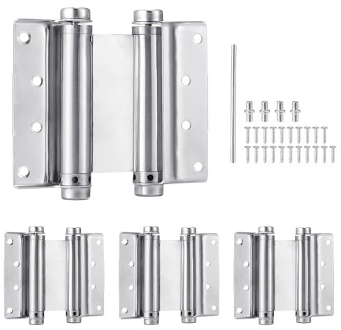 Meisax 4 X Scharnier Edelstahl Pendeltürband Türscharnier Türband Automatisches Schließen Scharniere Double Action Federscharnie für Pendeltür Schwingtür Bar Metall- & Holztüren (4 Zoll)