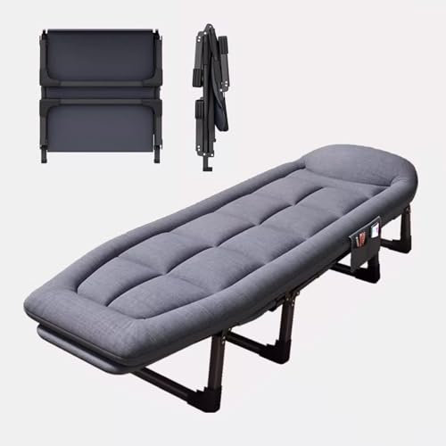 Gästebett Klappbar Tragfähigkeit 200kg Feldbett Klappbar mit Matratze und Kopfstütze, 6-Fach Verstellbare Rückenlehne, für Schlafbett, Outdoor, Reisebüro