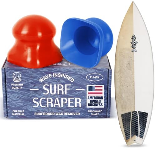 [2 Pack] Surf Scraper Wax Remover Tool - Quick & Effective Wax Removal For Surfboards - Ergonomically Designed To Fit Comfortably In Your Hand - Remove Board Wax in Minutes - Works On Dings & Dents