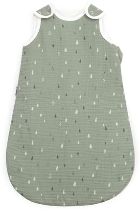 Ehrenkind® Musselin Babyschlafsack 2.5 TOG | 100% Bio-Baumwolle Jade mit Tropfen | Baby Schlafsack | 50/56 | Oeko Tex zertifiziert
