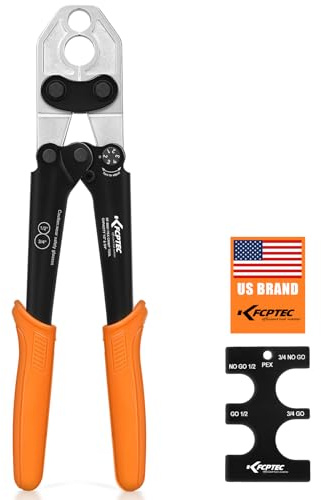 KF CPTEC 1/2 and 3/4-inch Combo PEX Crimping Tool for Copper Crimp Rings with Go/No-Go Gauge, Meets ASTM F1807 Standard, Durable Plumbing Tool
