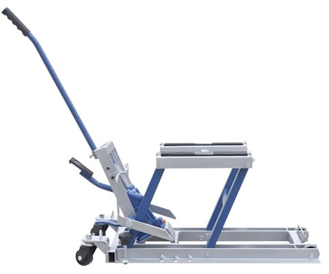 LOIRIIC Sollevatore idraulico per moto, ATV, ponte sollevatore per moto, cavalletto di montaggio fino al motociclo idraulico, adatto per diversi tipi di moto, 680 kg (argento e blu)