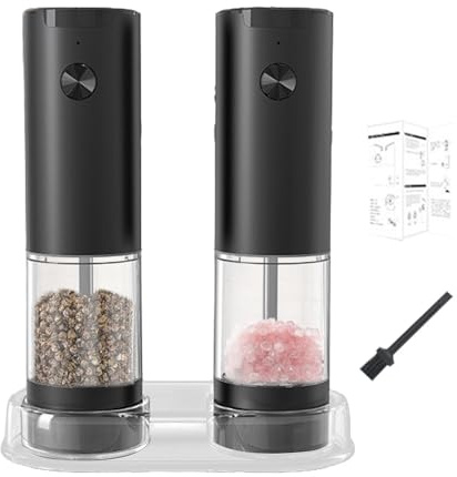 Set di macinapepe elettrico per sale e pepe, macinapepe elettrico - Macina pepe e sale ricaricabile, set di 2 - Macina pepe regolabile grossolana, macinapepe rec